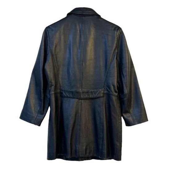 Anne Klein Leather Trench Coat Jacket S - Picture 4 of 8